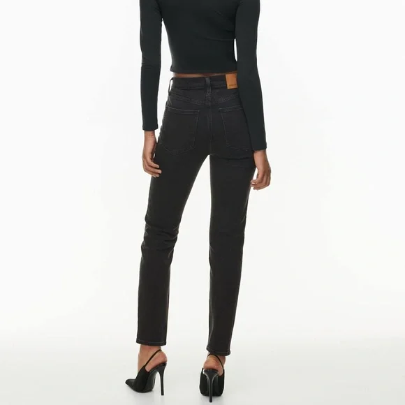 Aritzia Denim Forum The Yoko High Rise Slim Black Straight Jeans Size 25 - Picture 5 of 11